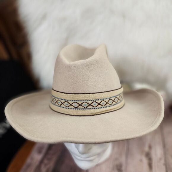 B By Bollman VTG‎ Wide Rim Western Wool USA Wool Mens Hat Sz 7 1/4 - Picture 8 of 10